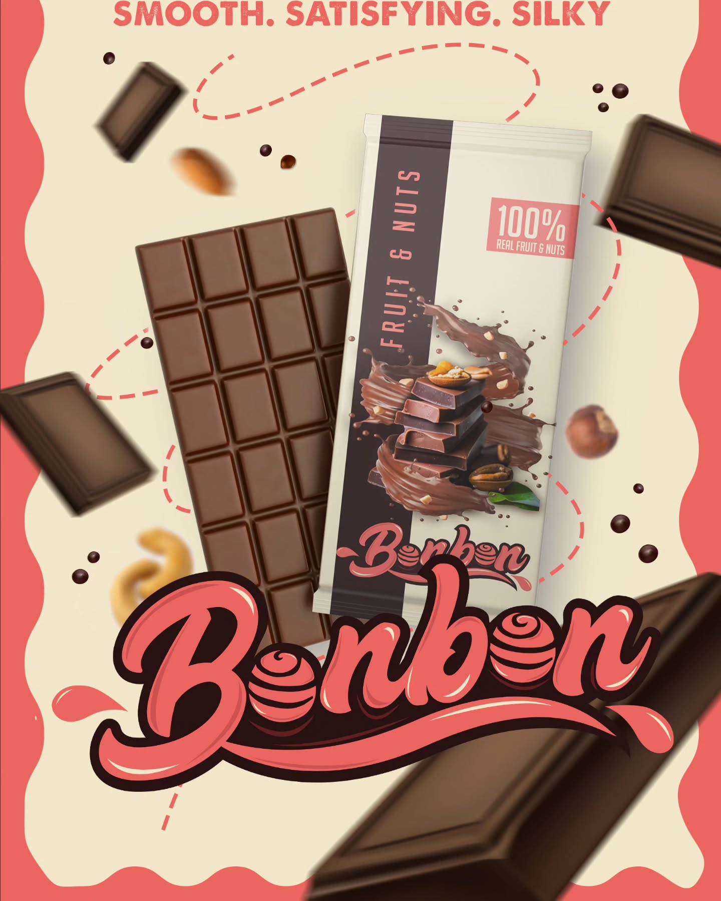 Indulgence begins at first glance. ✨ This packaging design is a feast for the eyes. How you ask? 
✅️Use of Sensory Cues; Swirls of chocolate, cascading caramel and goodness of coconut gives an experience waiting to be unwrapped. 
✅️The handwritten-style logo adds a warm, artisanal feel, making the brand more approachable and guiding customers attention instantly. 
✅️The pouches and bars use a clean, minimalistic layout while still looking luxurious, reinforcing the idea of a high-quality treat. 
✅️The combination of soft pink and deep brown creates a visually appealing contrast. The pink adds a playful, nostalgic touch, while the brown reinforces the richness of chocolate. 
Each of these elements works together to create packaging that is both aesthetically pleasing and functionally effective, making BonBon a standout choice in the chocolate aisle.
Which one’s calling your name?
_
#chocolatebrand #branding #chocolate #graphicdesignagencyindia #packaging
#brandingagencyindia #graphicdesignerindia 
#designagencyindia #brandingagencymumbai #graphicdesignagencymumbai #graphicdesignermumbai  #designagencymumbai #brandingagency